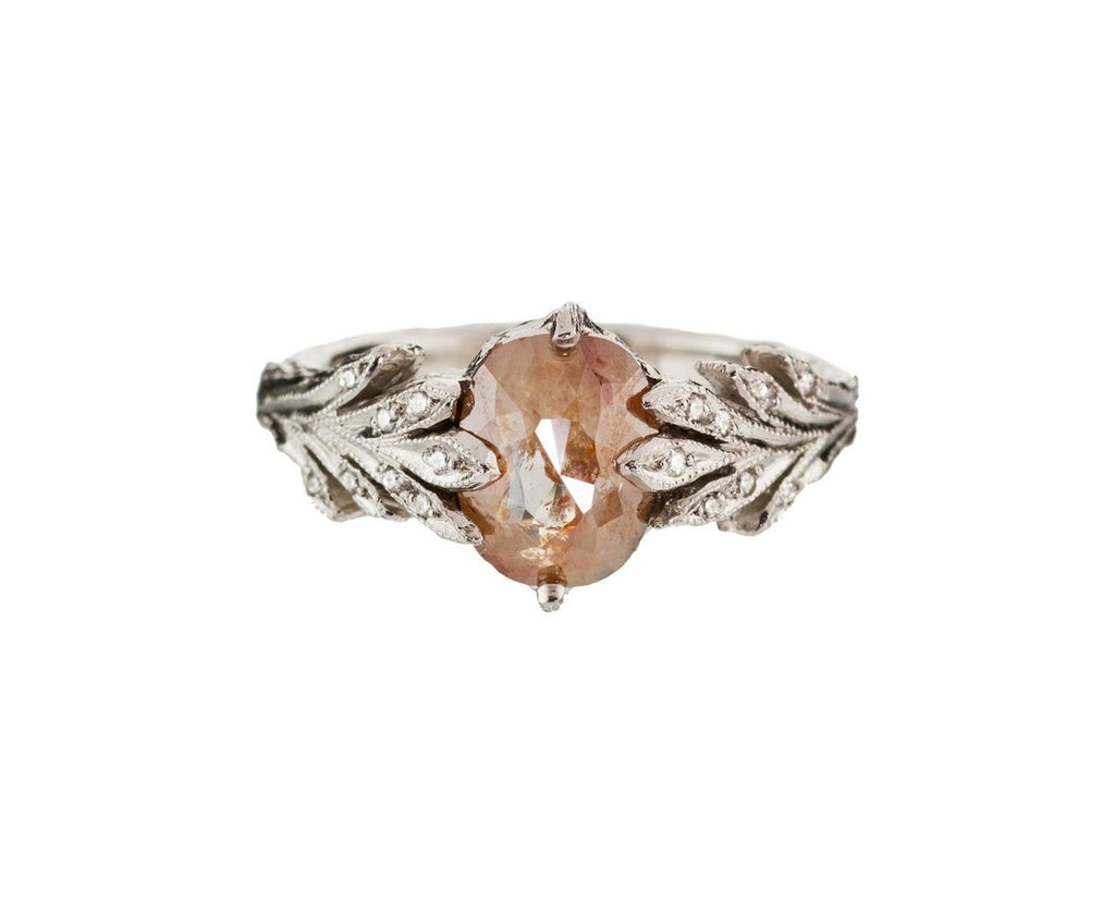 Rustic Diamond Leaf Side Ring zoom 1