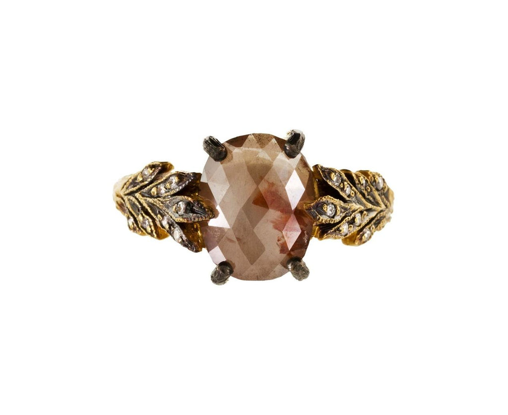 Rustic Diamond Leaf Side Ring zoom 1