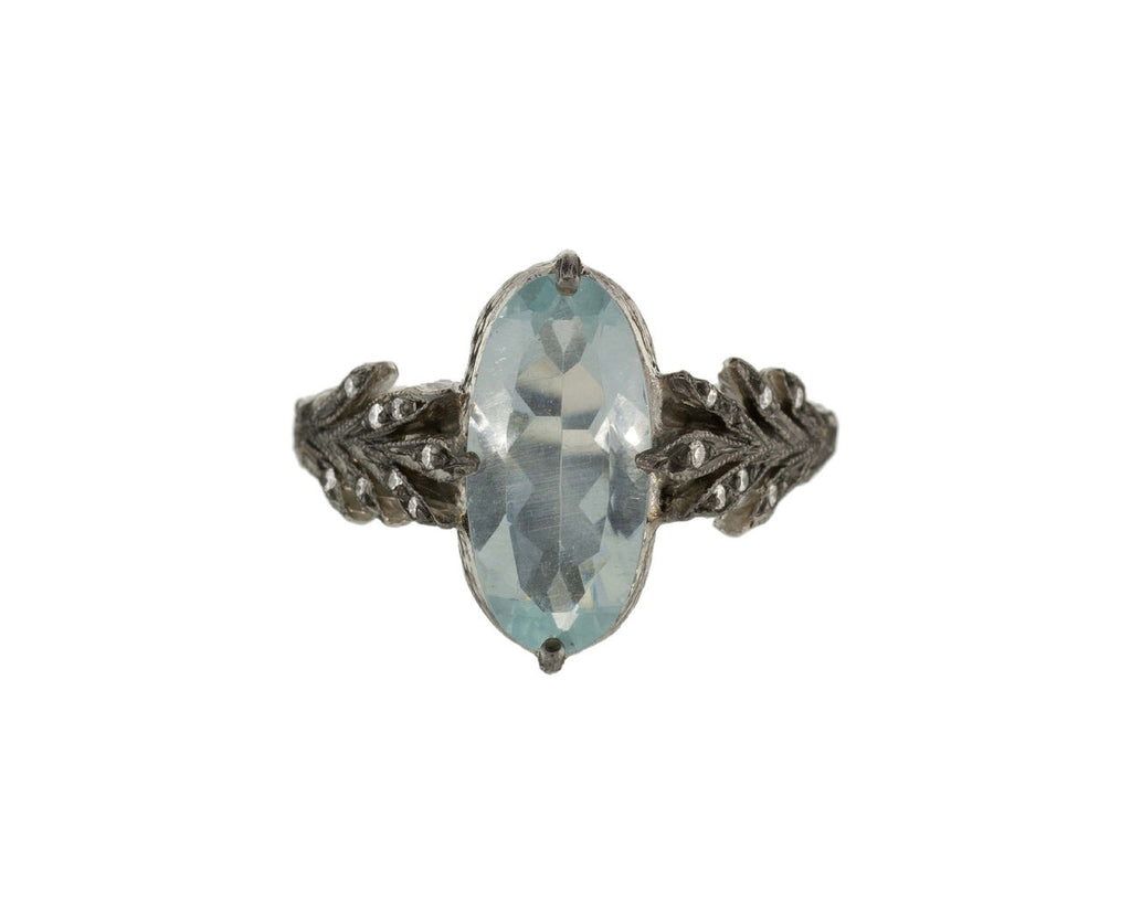 Aquamarine Leaf Side Ring zoom 1