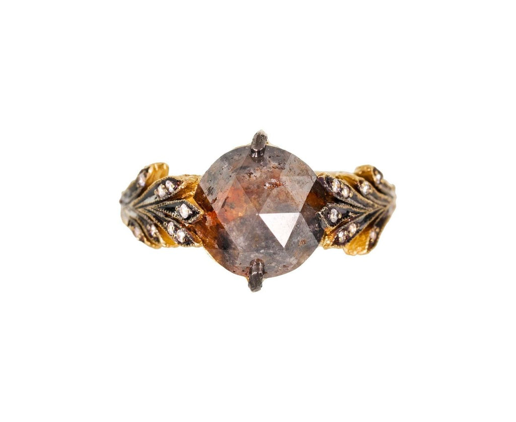 Rustic Diamond Leaf Side Ring zoom 1