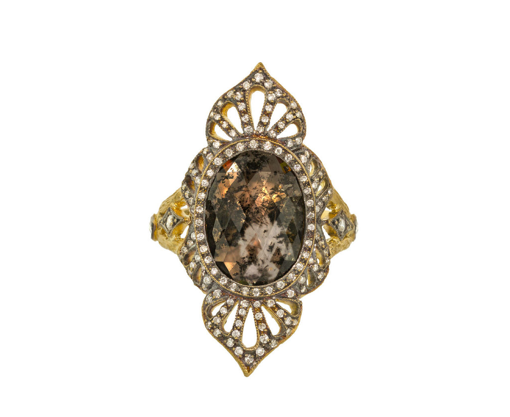 Rustic Diamond Arabesque Frame Ring zoom 1