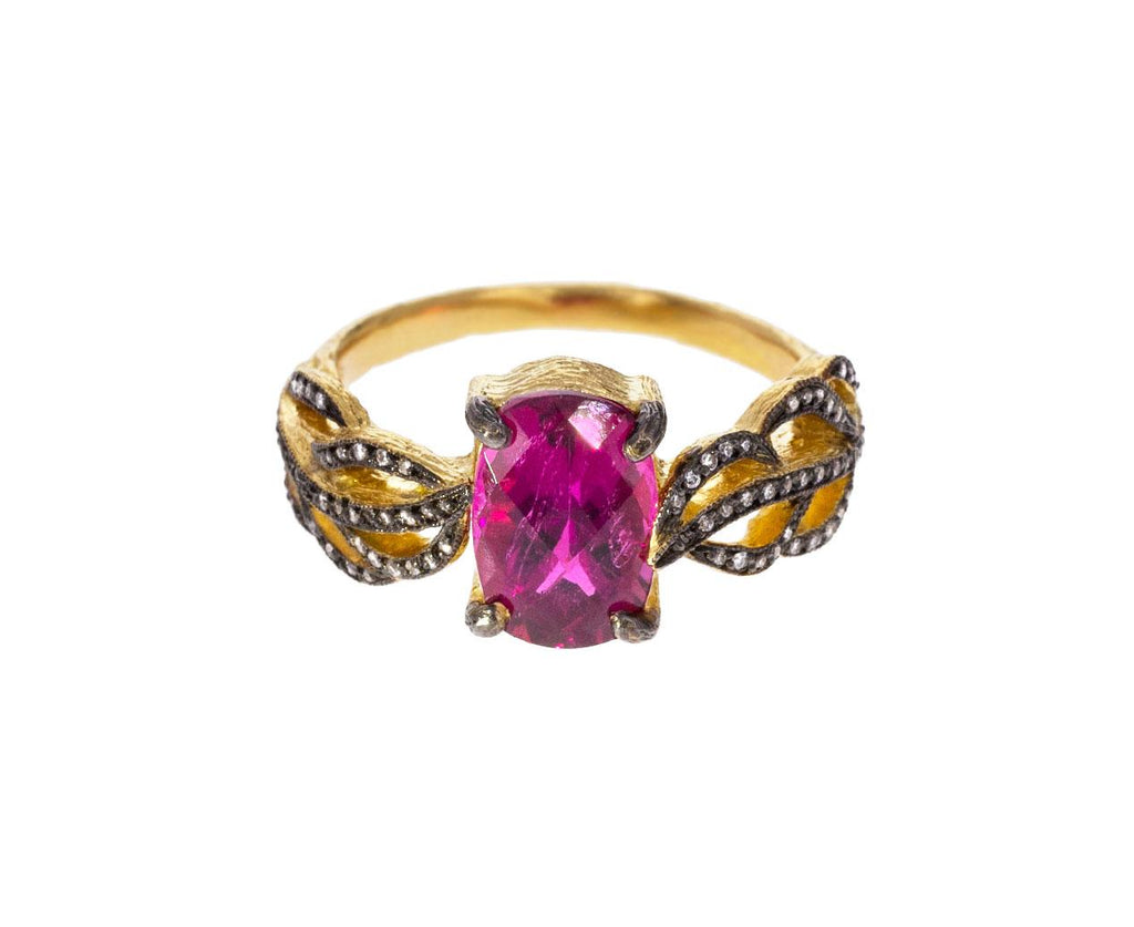 Rubelite Diamond Feather Side Ring zoom 1_cathy_waterman_gold_rubellite_feather_side_ring
