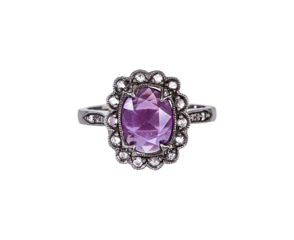 Purple Sapphire Scallop Frame Ring zoom 1