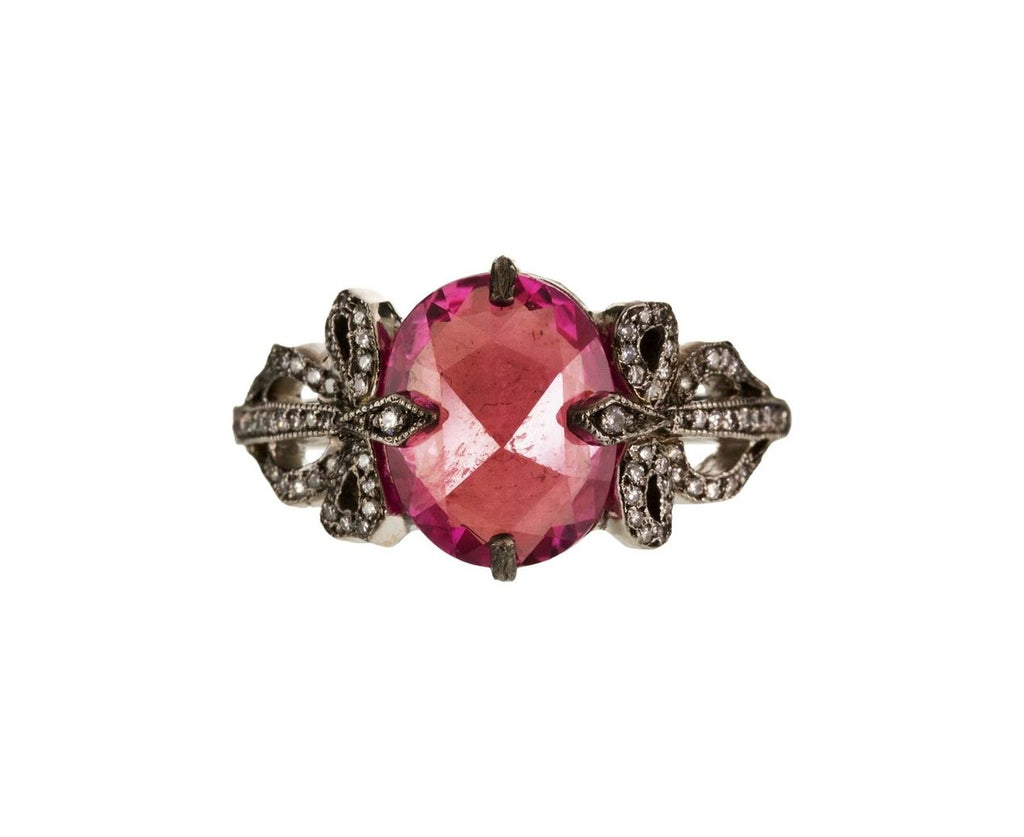 Pink Sapphire Ribbon Side Ring zoom 1