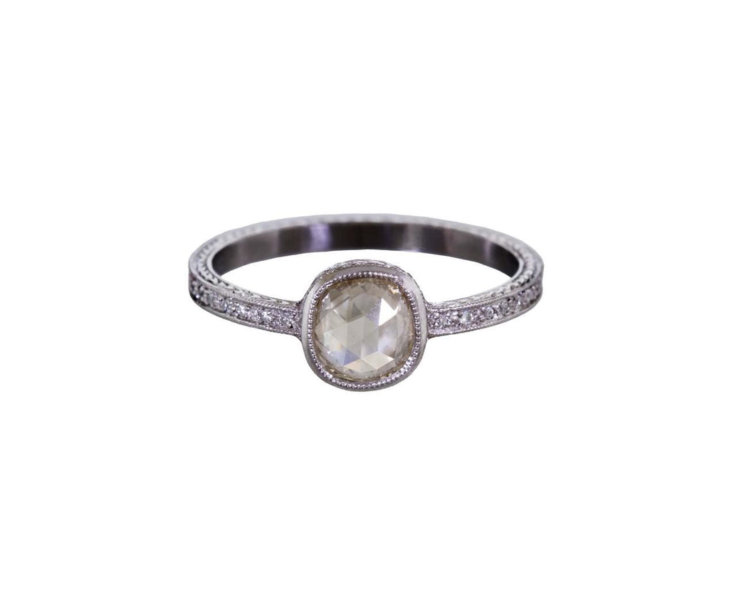 Gray Rose Cut Diamond Pav� Solitaire zoom 1-cathy-waterman-ring