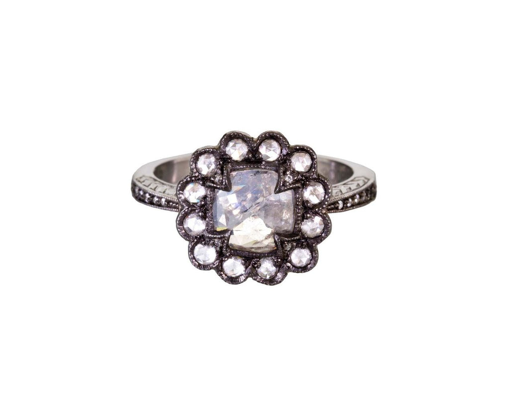 Rustic Diamond Scallop Frame Ring zoom 1