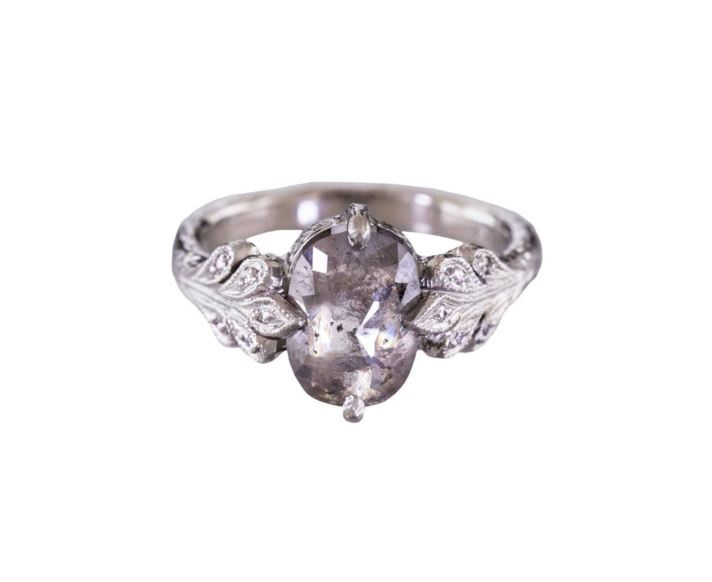 Rustic Diamond Oak Leafside Ring zoom 1_cathy_waterman_designer_platinum_rustic_diamond_