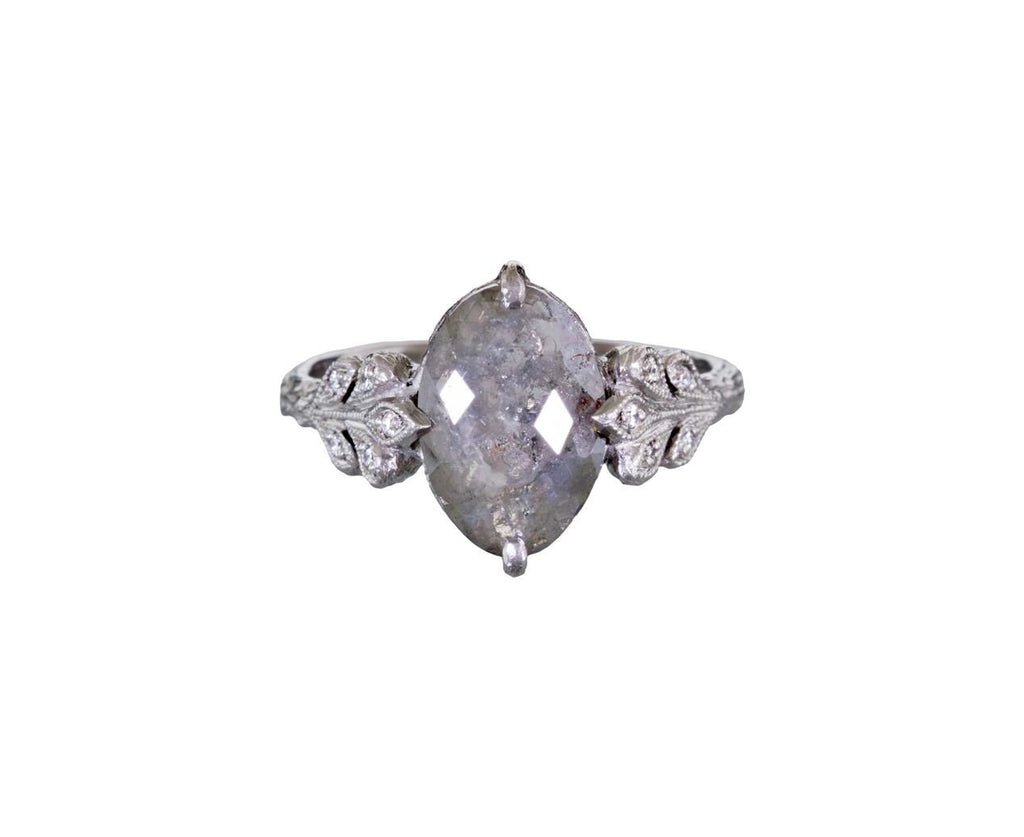 Rustic Diamond Oak Leaf Side Ring zoom 1-cathy-waterman-ring