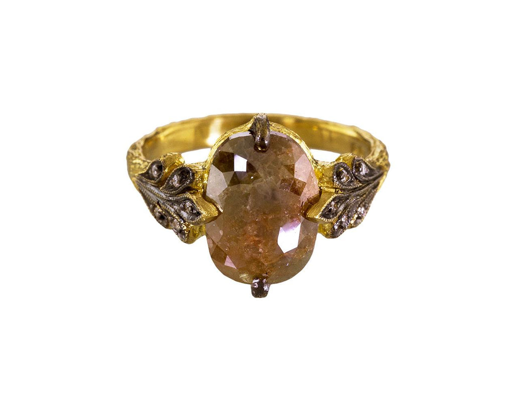 Rustic Diamond Oak Leafside Ring zoom 1_cathy_waterman_ring1