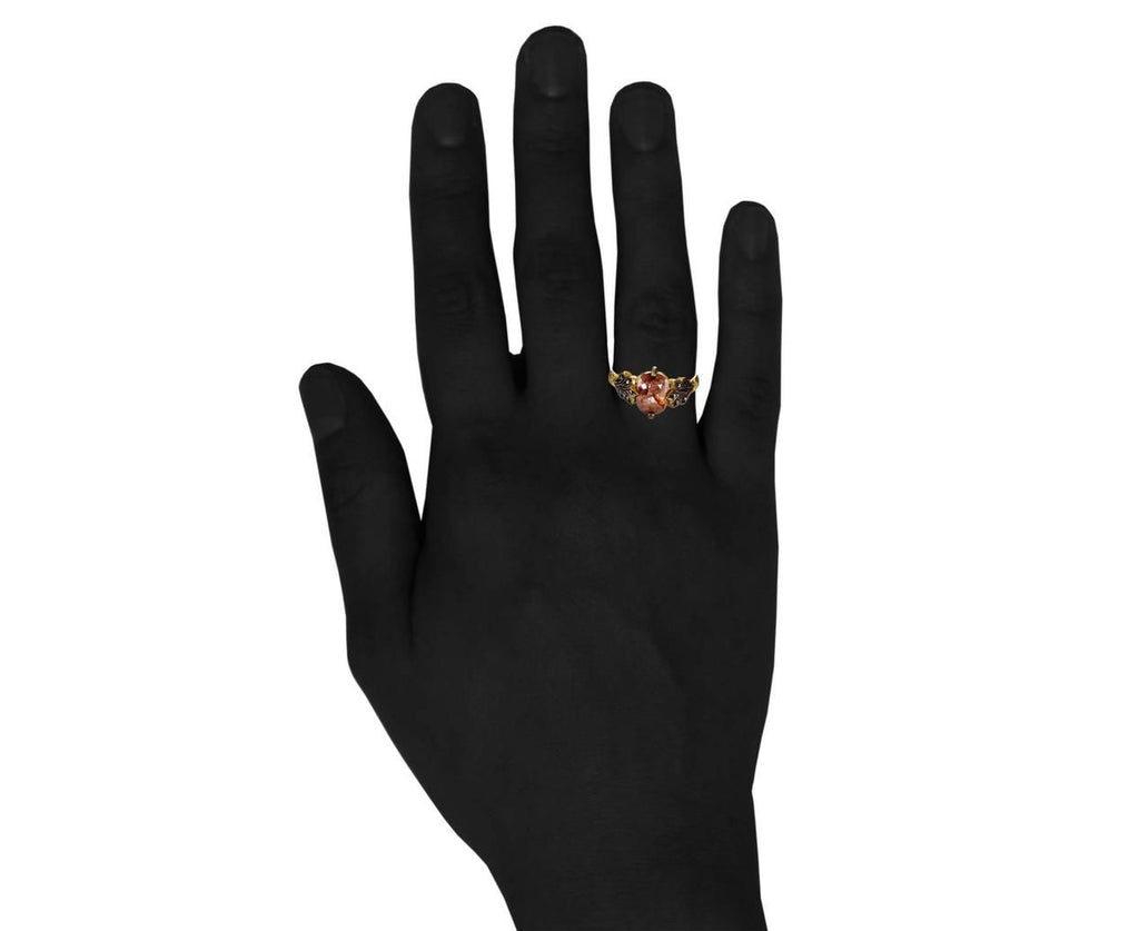 Rustic Diamond Oak Leafside Ring zoom 9_cathy_waterman_ring