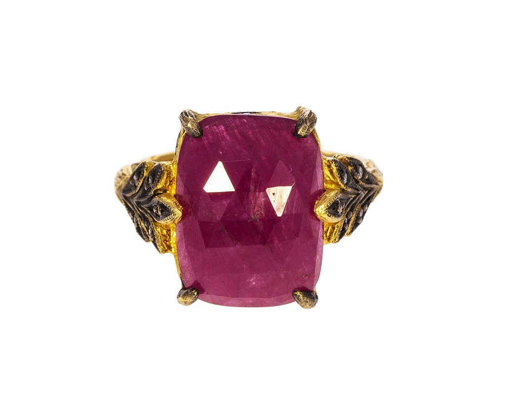 Ruby Oak Leafside Ring zoom 1_cathy_waterman_gold_diamond_ruby_oak_ring