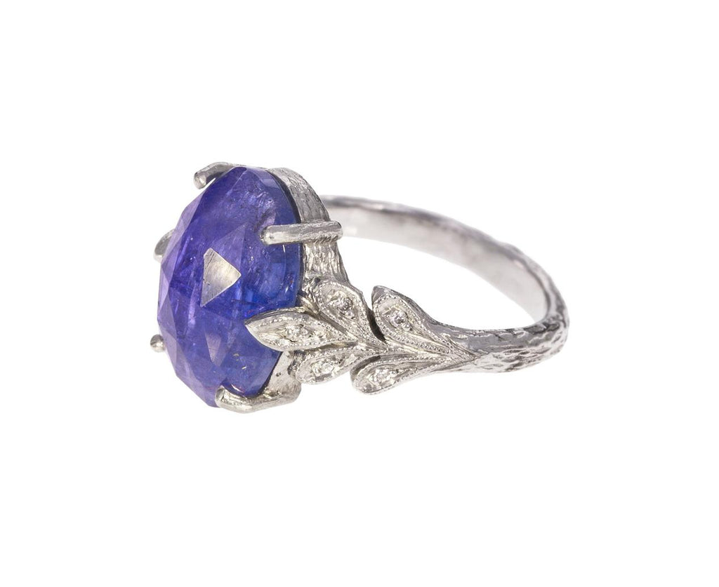 Tanzanite Oak Leafside Ring zoom 1_cathy_waterman_platinum_diamond_tanzanite_oak_le