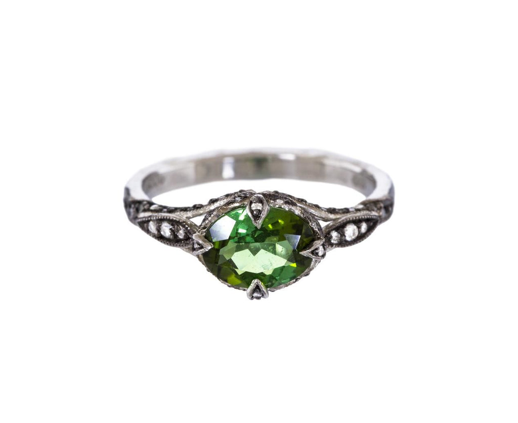 Green Tourmaline and Diamond Petalside Ring zoom 1_cathy_waterman_platinum_diamond_tourmaline_petal
