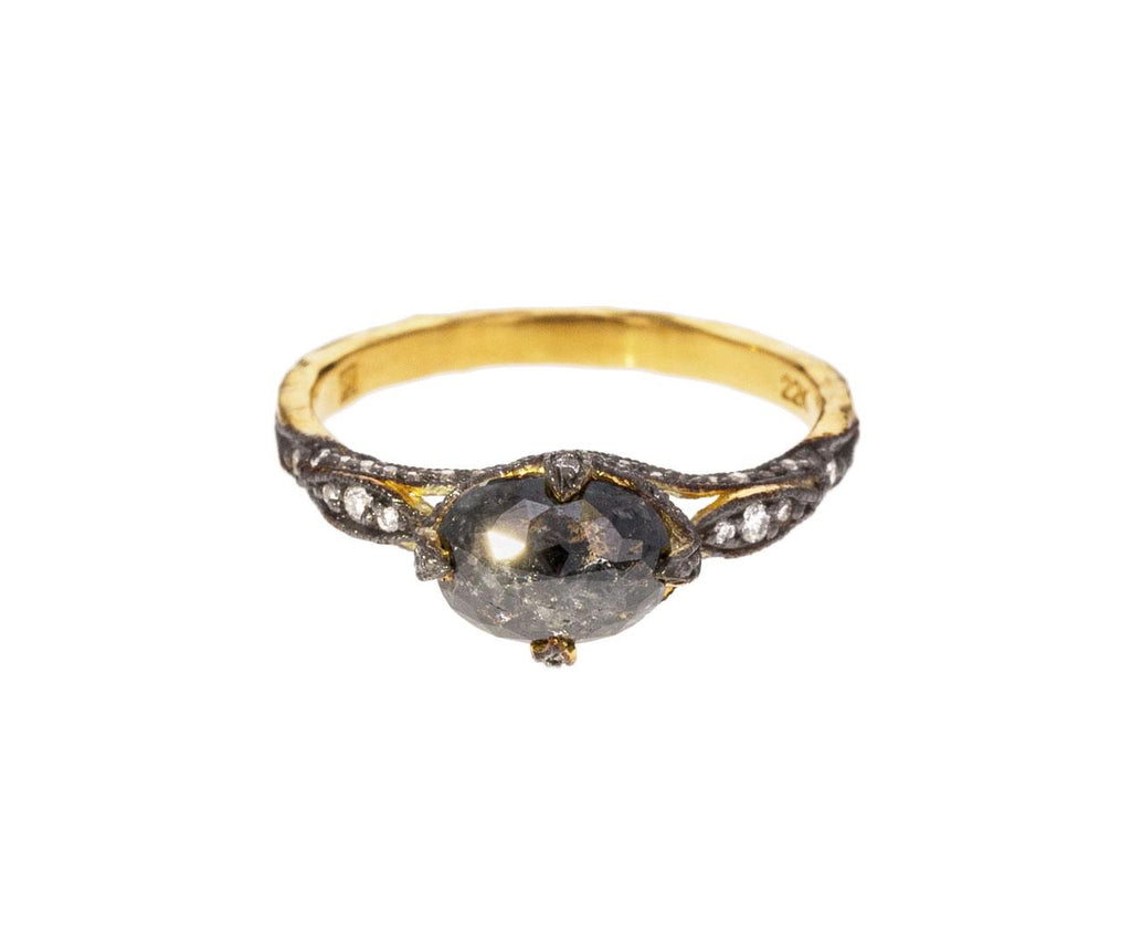 Rustic Gray Diamond Petal Side Ring zoom 1_cathy_waterman_gold_diamond_petal_side_ring