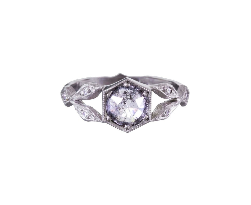 Fine Rustic Diamond Hexagonal Leaf Ring zoom 1