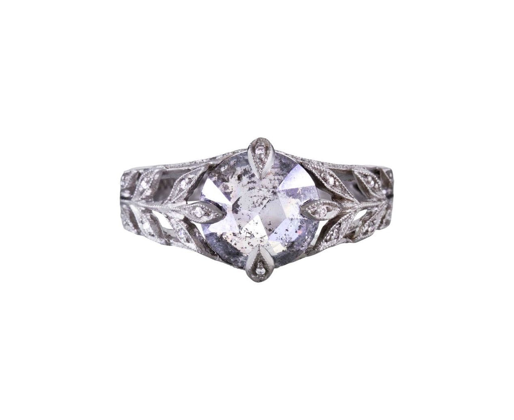Black and White Rustic Diamond Floating Wheat Solitaire zoom 1