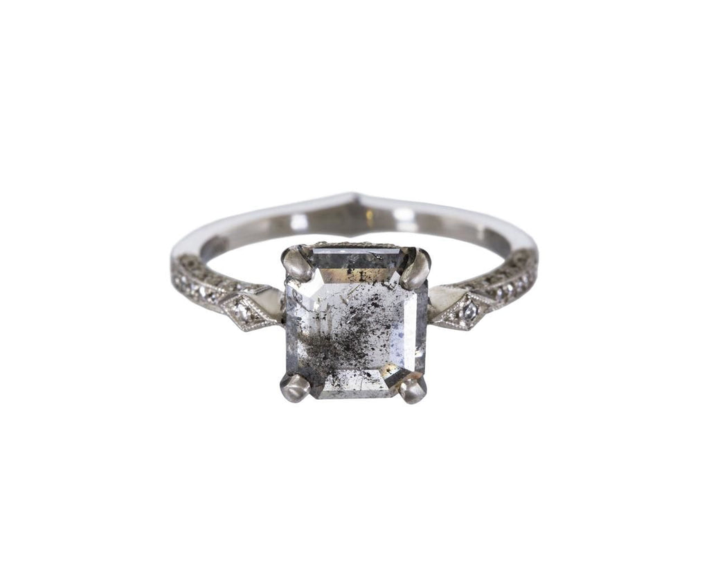 Natural Black and White Diamond Solitaire zoom 1_cathy_waterman_platinum_black_white_diamond_ring