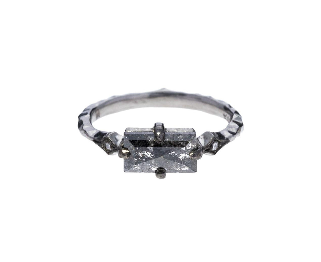 Black and White Rose Cut Diamond Ring zoom 1_cathy_waterman_platinum_rosecut_diamond_ring