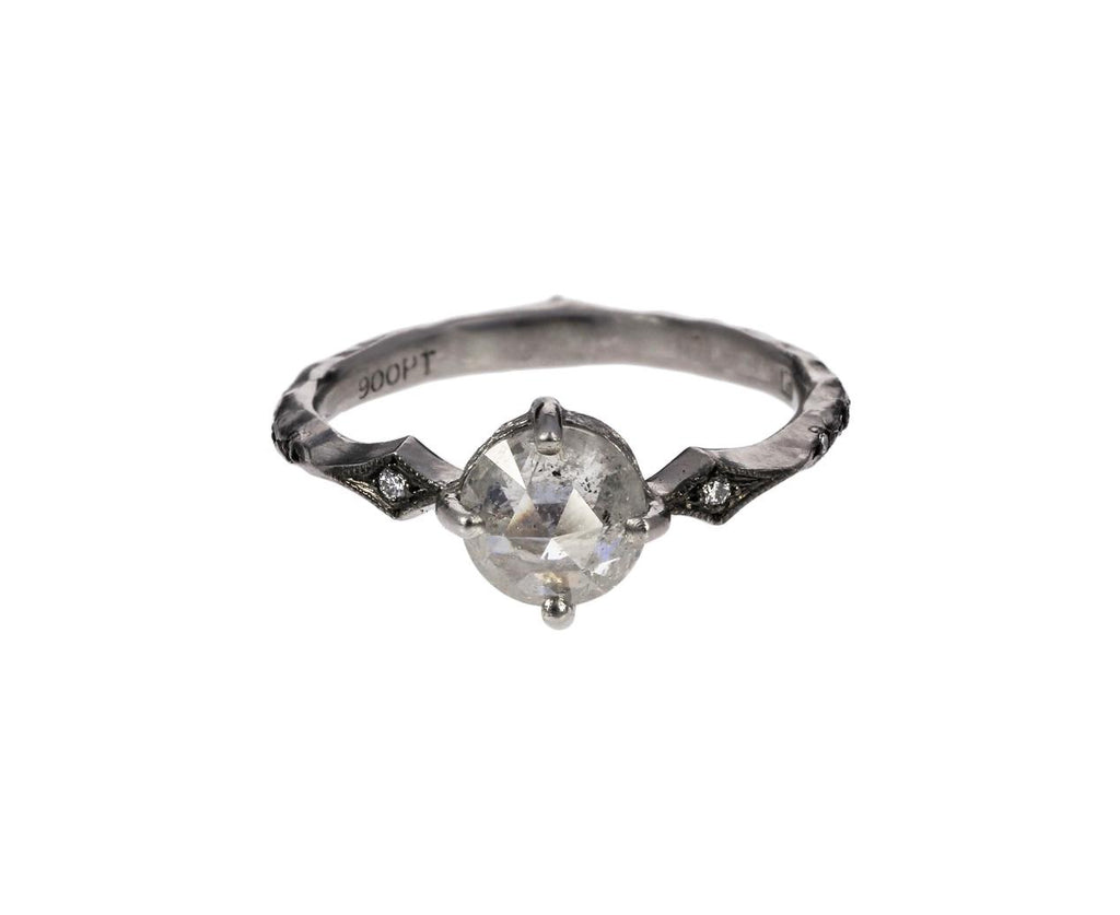 Rose Cut Diamond Solitaire zoom 1_cathy_waterman_platinum_diamond_ten_stone_shank_