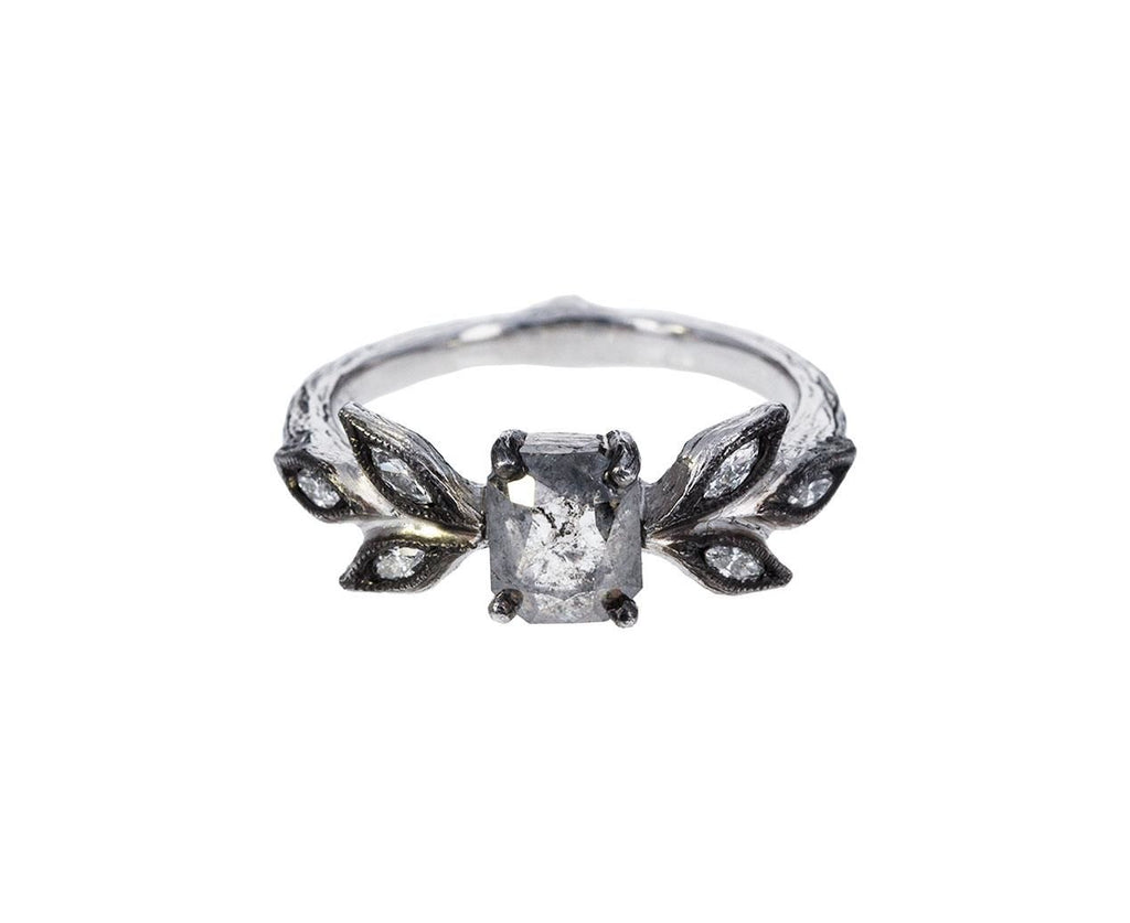 Black and White Diamond Marquise Leaf Ring zoom 1_cathy_waterman_platinum_diamond_marquise_leaf_ri