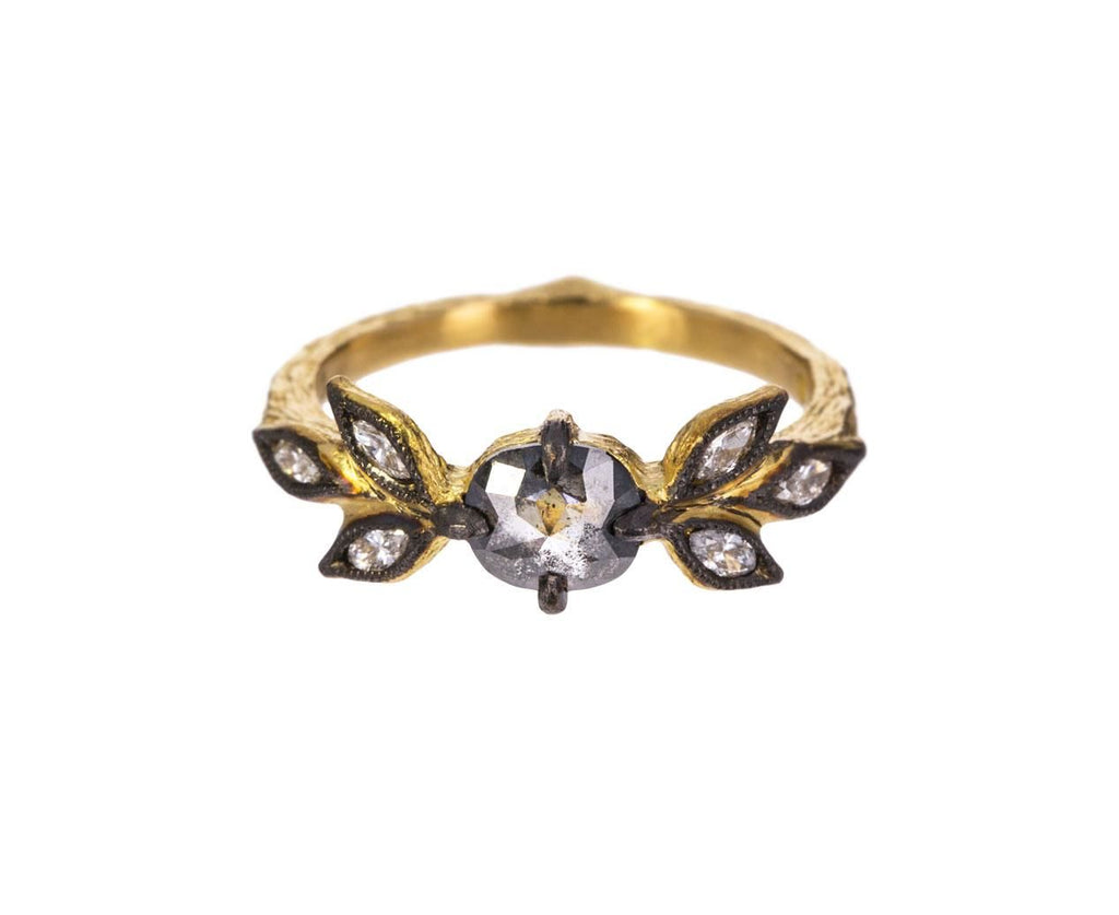 Rose Cut Diamond Marquis Leaf Ring zoom 1_cathy_waterman_gold_rosecut_diamond_marquise_lea