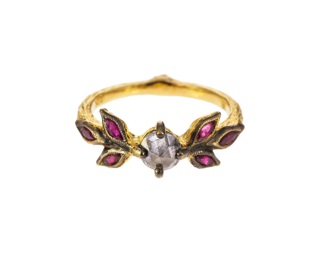 Black and White Diamond Ruby Marquise Leaf Ring zoom 1_cathy_waterman_gold_ruby_diamond_marquise_ring
