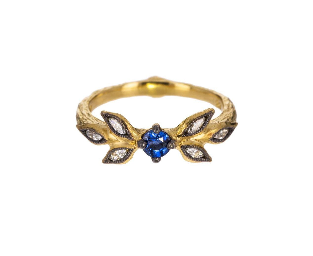 Blue Sapphire Marquis Leaf Ring zoom 1_cathy_waterman_gold_blue_sapphire_marquise_leaf_