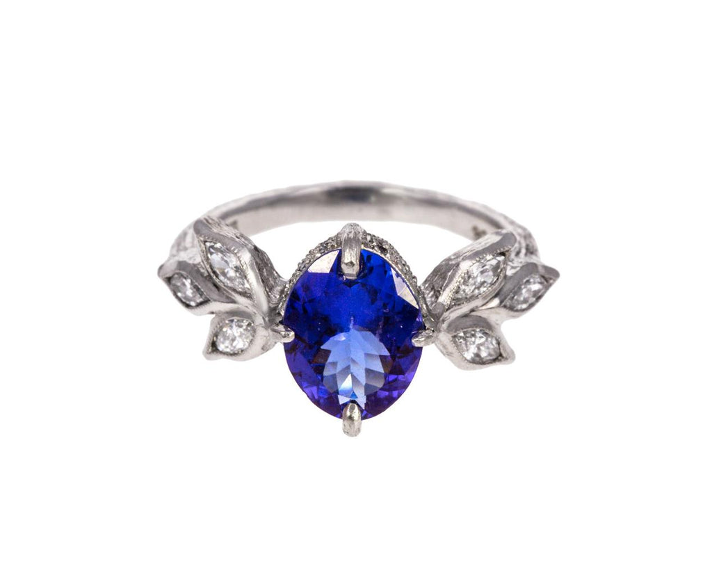 Tanzanite Diamond Marquise Leaf Ring zoom 1_cathy_waterman_platinum_tanzanite_diamond_leaf_r