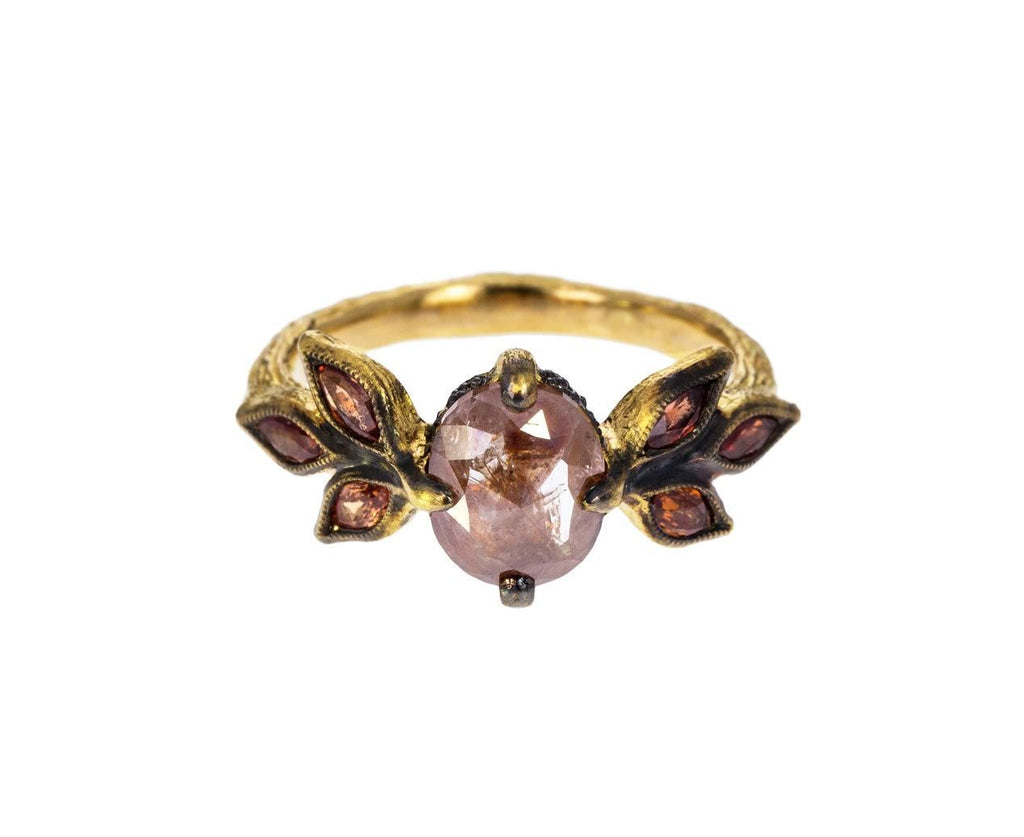 Rustic Diamond Marquise Leaf Ring with Sapphires zoom 1_cathy_waterman_gold_diamond_sapphire_leaf_seat_r