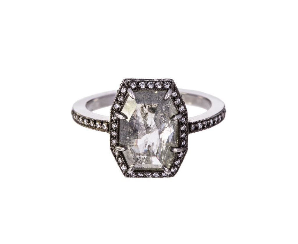 Rustic Diamond Shield Ring zoom 1_cathy_waterman_platinum_diamond_shield_ring