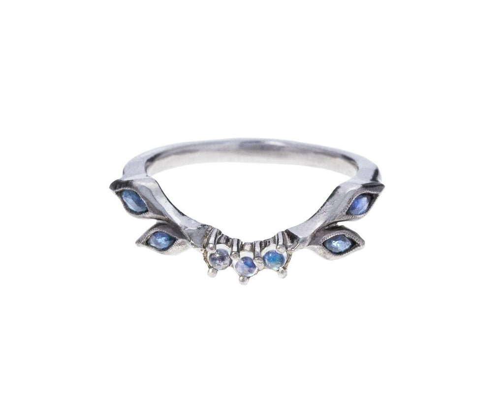 Sapphire and Moonstone Curved Ring zoom 1_cathy_waterman_platinum_diamond_sapphire_curved_