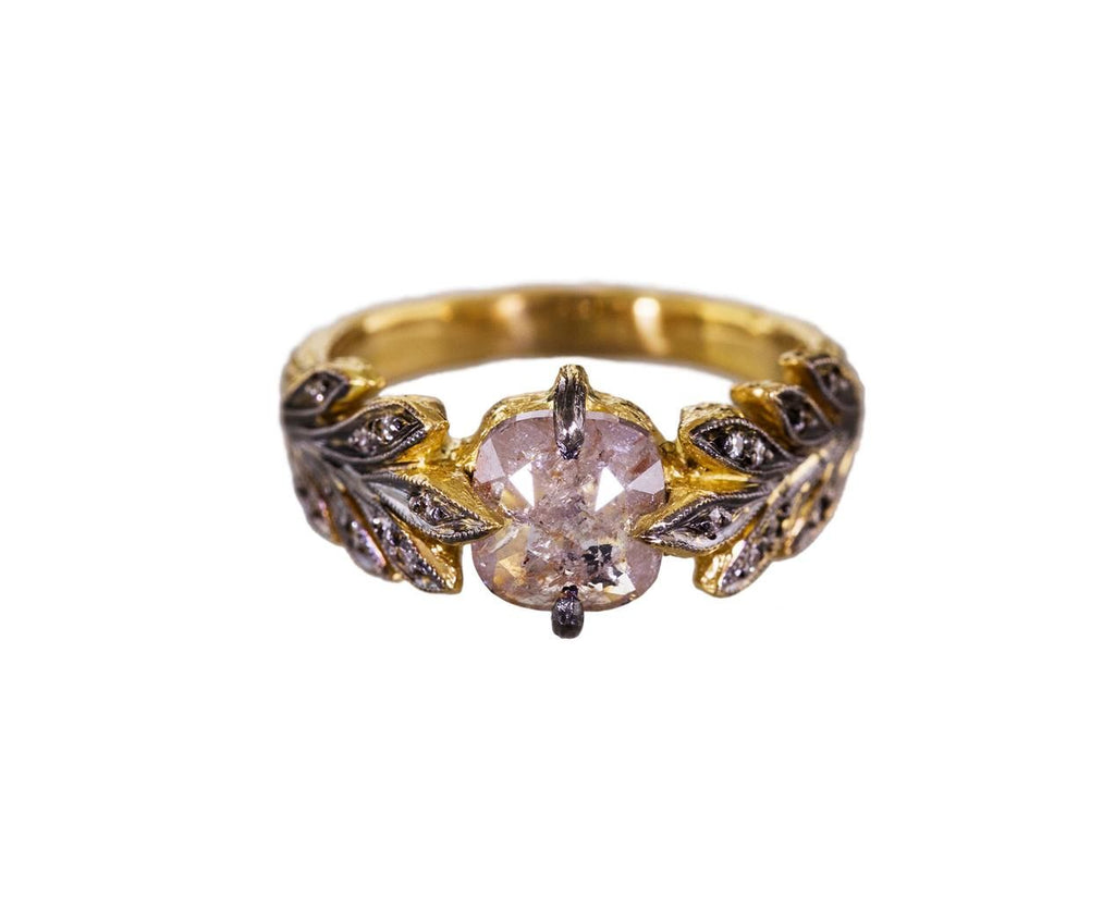 Rustic Diamond Leafside Ring zoom 1_cathy_waterman_designer_engagement_rings