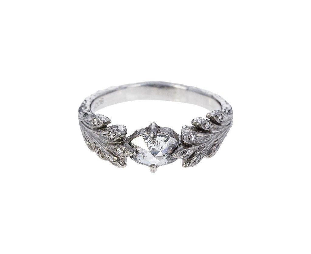 Rose Cut Diamond Leafside Ring zoom 1_cathy_waterman_platinum_diamond_leafside_ring
