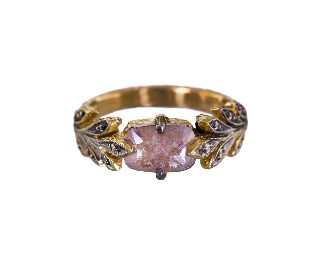Rustic Diamond Leafside Ring zoom 1_cathy_waterman_designer_engagement_rings