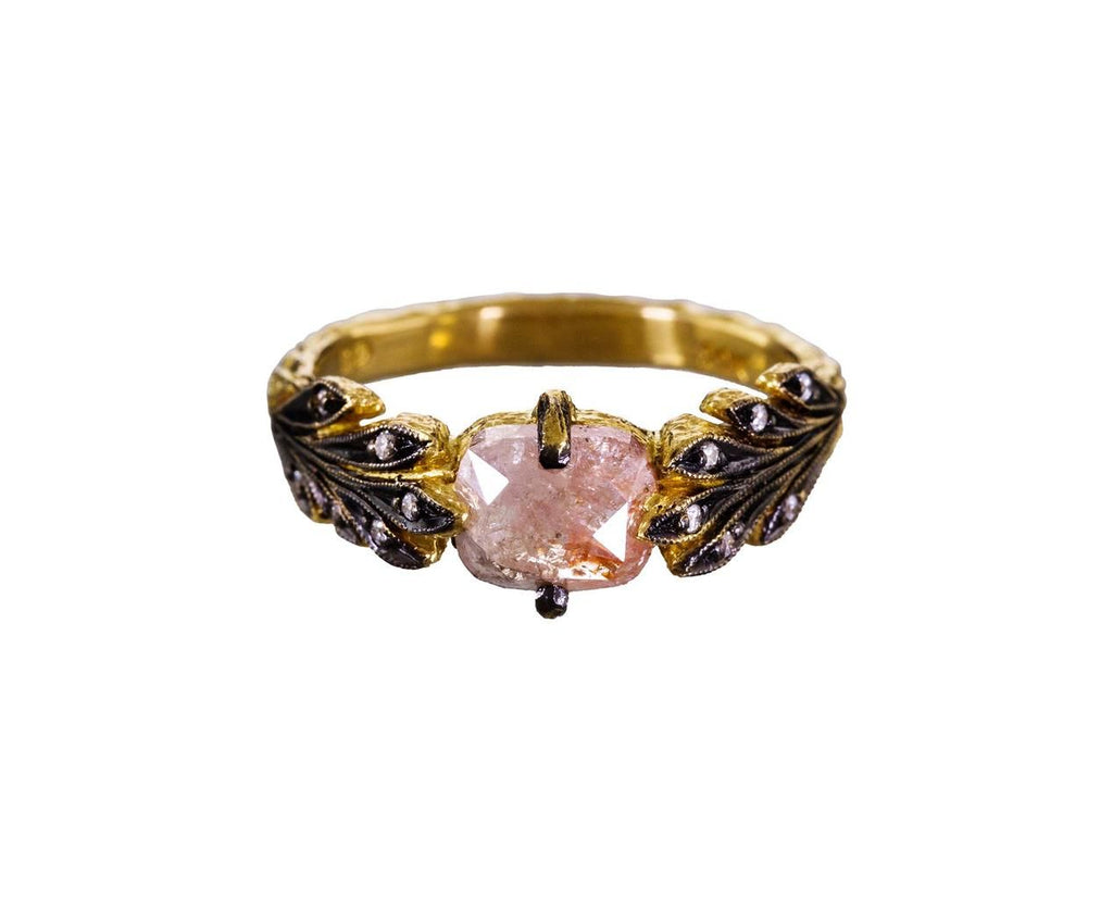 Peach Rustic Diamond Leafside Ring zoom 1_cathy_waterman_ring