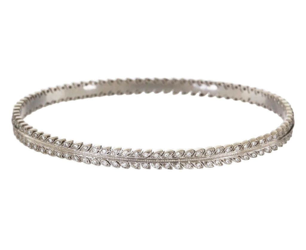 Platinum Diamond Laurel Leaf Bangle Bracelet zoom 1_cathy_waterman_platinum_diamond_laurel_leaf_brac