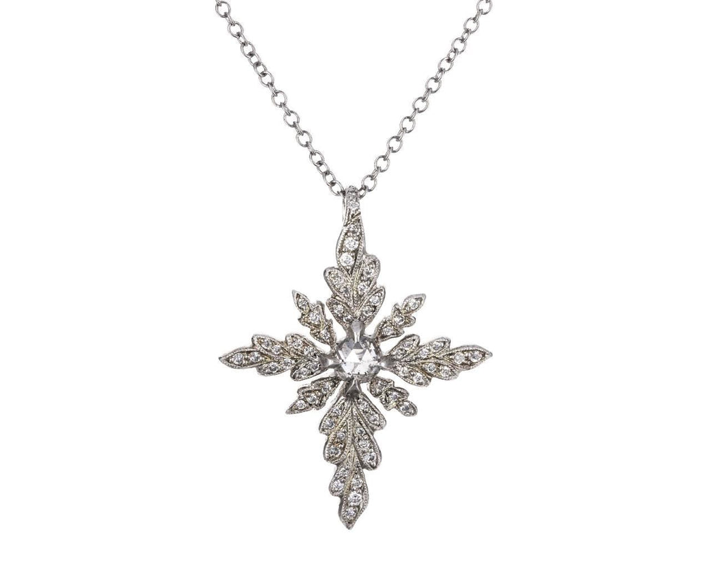 Diamond Leaf Star Pendant  zoom 1_cathy_waterman_platinum_diamond_leaf_cross_charm