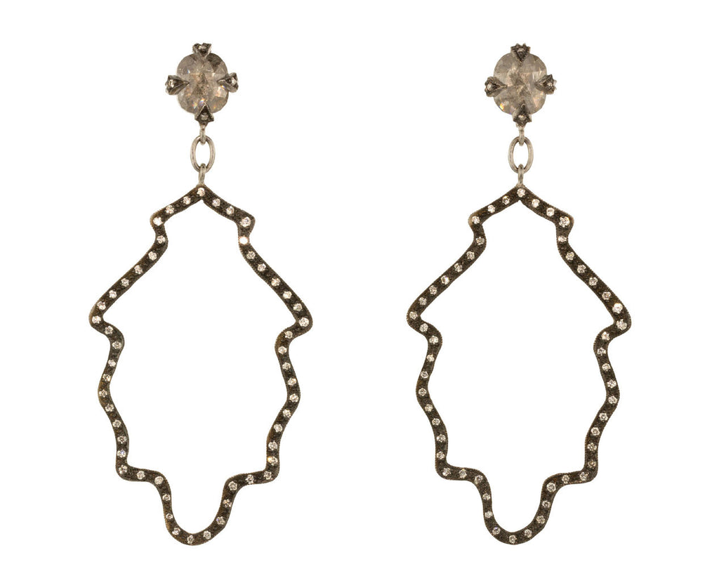 Rustic Diamond Post Leaf Dangle Earrings zoom 1