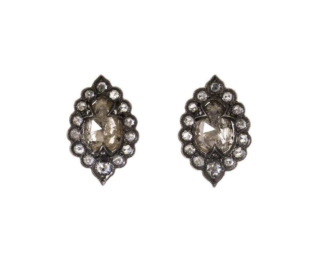 Rustic Diamond Lace Edged Earrings zoom 1_cathy_waterman_platinum_rustic_diamond_stud_earr