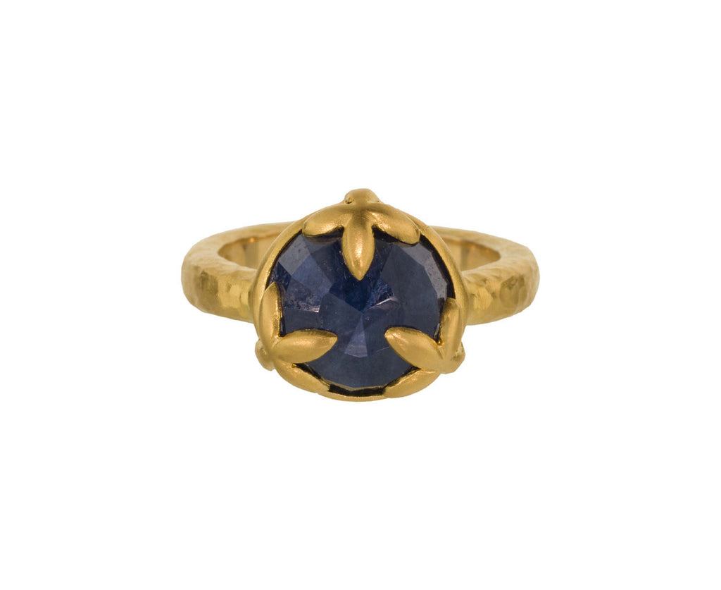 Blue Sapphire Flower Overlay  Ring zoom 1