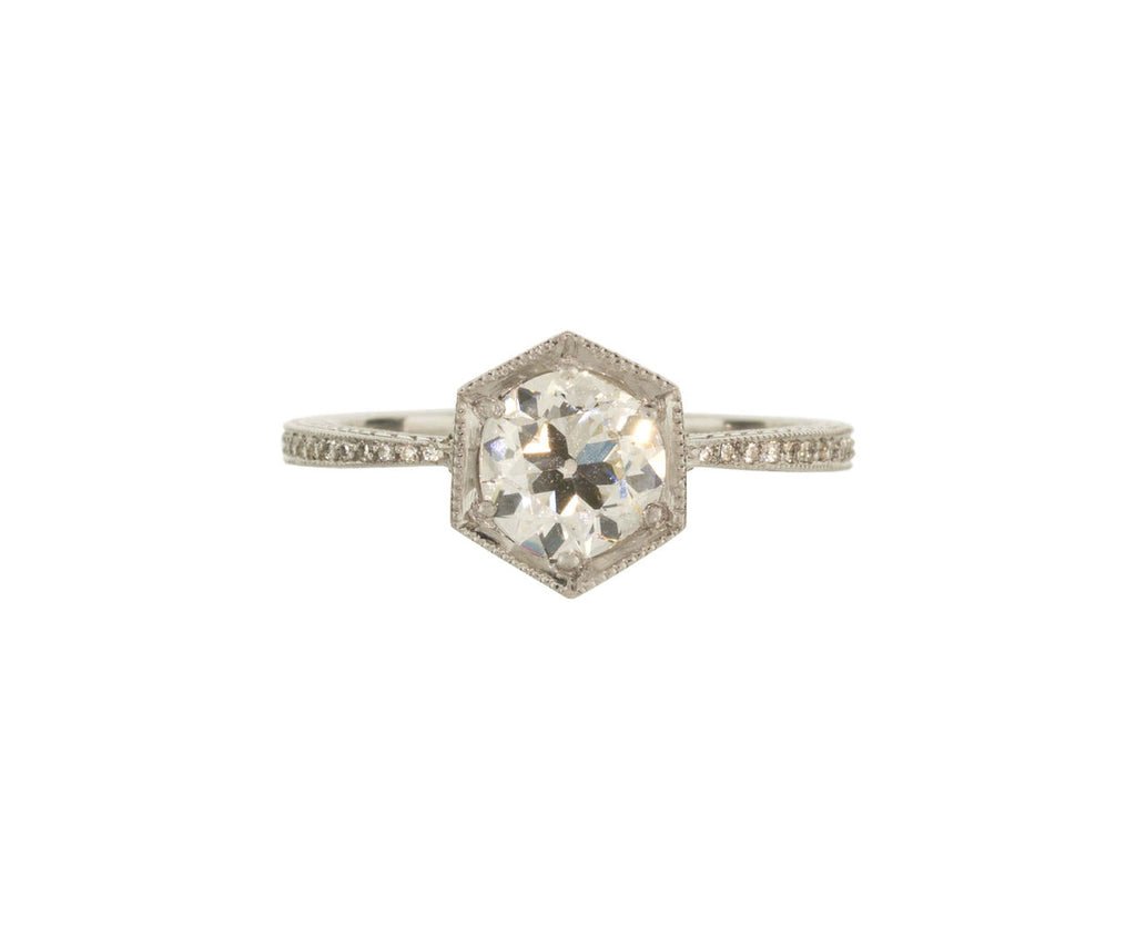 Engraved Bezel Diamond Ring zoom 1