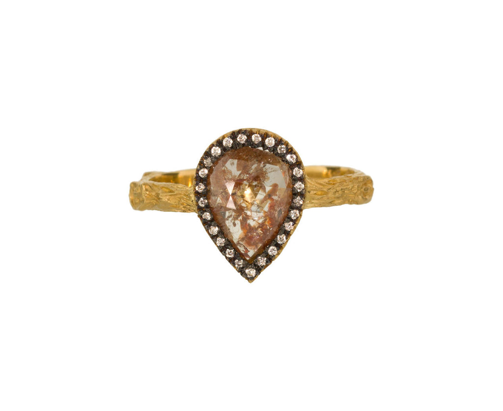 Rustic Diamond Pav� Frame Branch Ring zoom 1