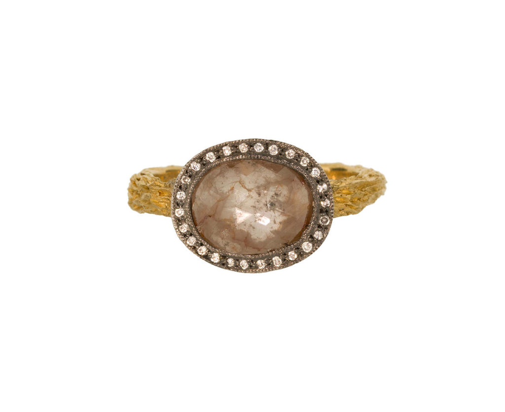 Rustic Diamond Pav� Frame Branch Ring zoom 1