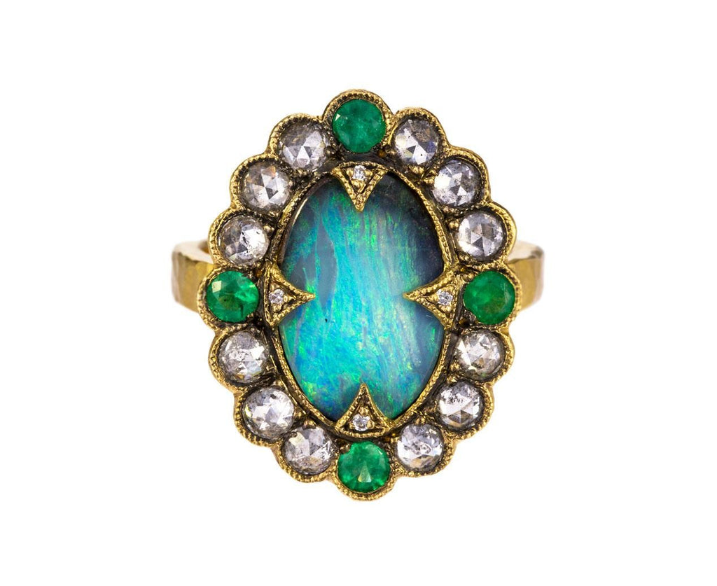 Opal Diamond and Emerald Mermaid Ring zoom 1_cathy_waterman_gold_opal_diamond_emerald_lace_ri